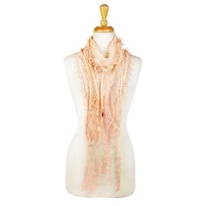 Dbpashmina Women's Lightweight Oblong Lace Scarf Peach Color